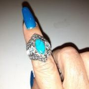 925.Silver. Turquoise Ring With Blue Topaz Size 7.