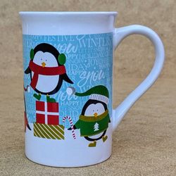 NEW Royal Norfolk 12 Oz cute festive penguins Christmas holiday ceramic coffee mug tea cup