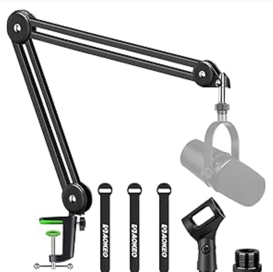  Aokeo AK-38 Microphone Stand Des,  Adjustable Heavy Table Mic Stand Arm Boom for Blue Yeti, Professional Streaming, Voice-Over, Recording, Games