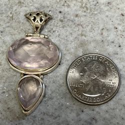 925 Sterling Silver Rose Quartz Pendant 