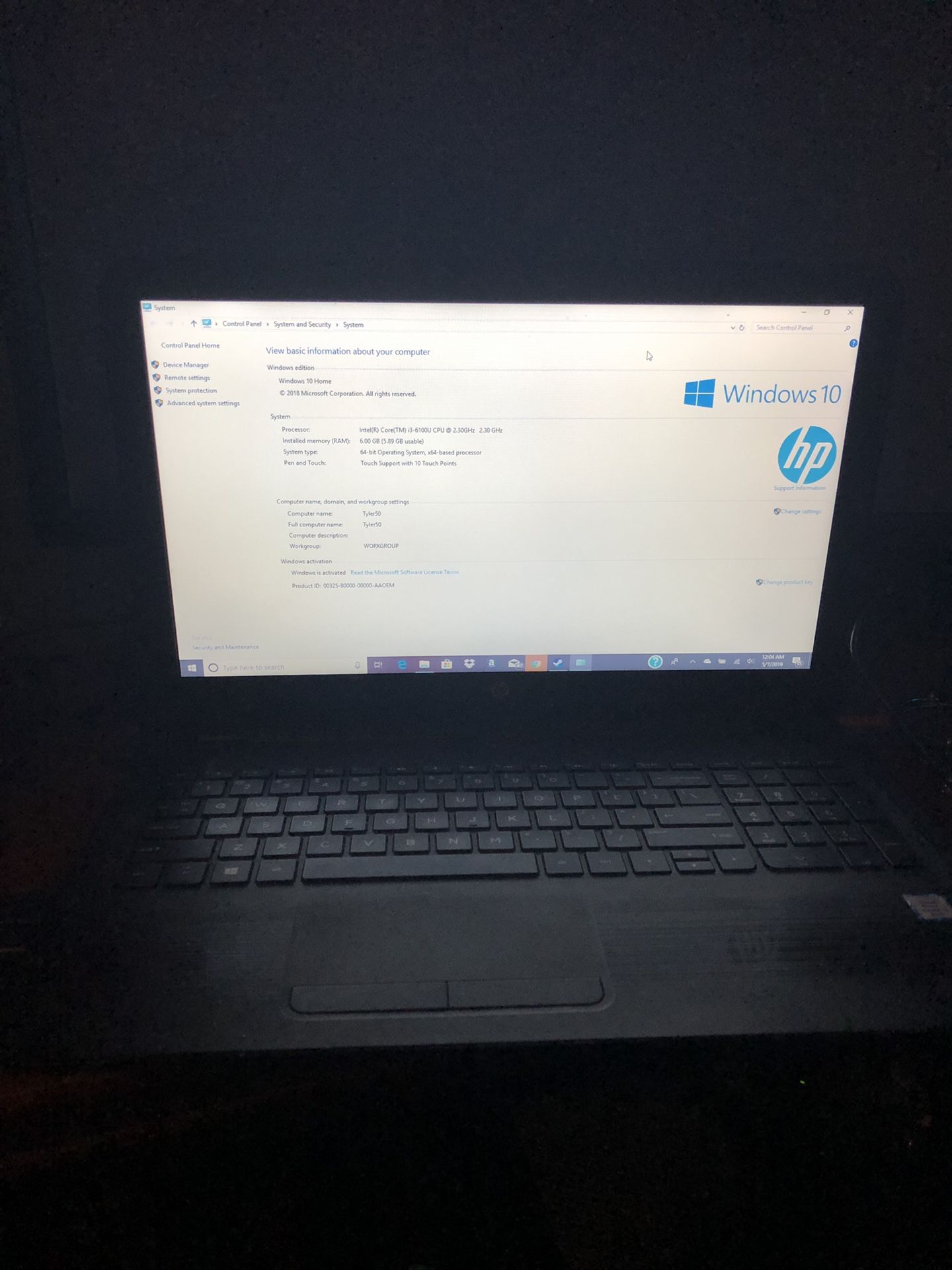 Hp 15.6” laptop