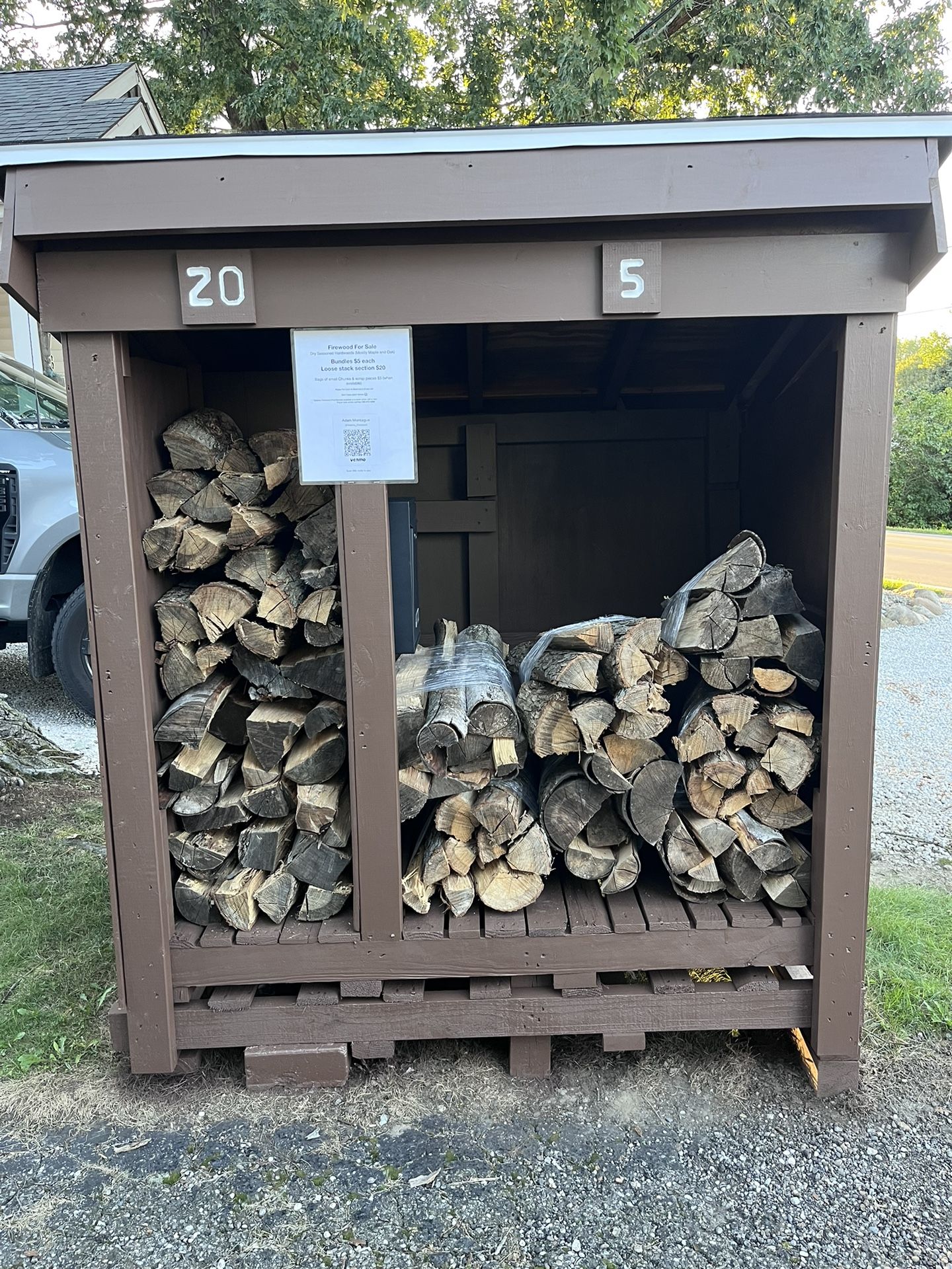 $5 Firewood Bundles & Loose Stack Section $20