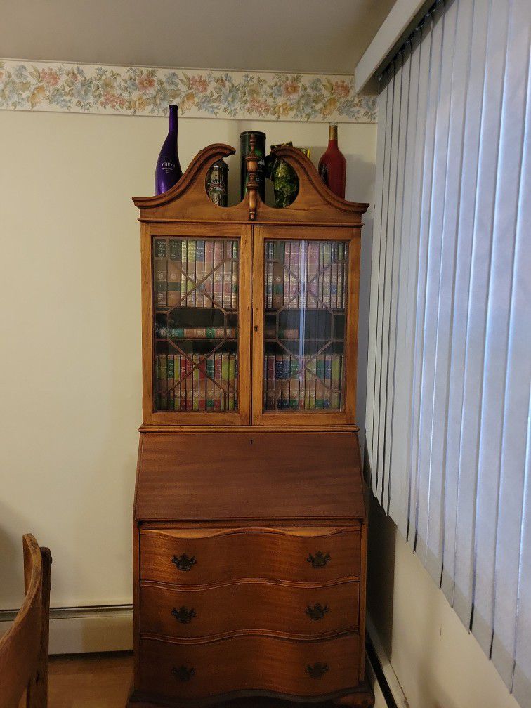Secretary Bookcase  And Drop Leaf Desk 
