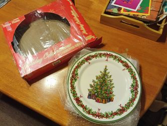 4 Christopher Radko Christmas Dinner Plates 11” Holiday Celebrations Traditional Collection