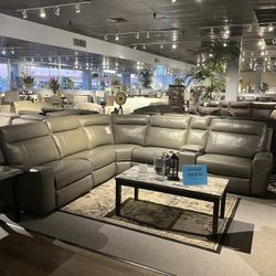 6PC Leather Power Reclining Sectional 