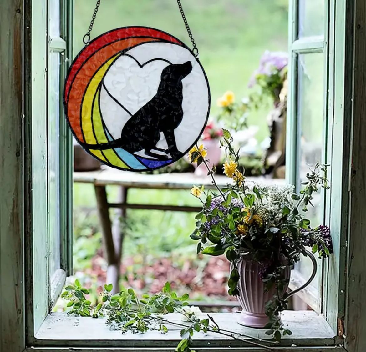 1pc Outdoor Patio Memorial Gift Colourful Window Hanging Rainbow Suncatcher For Cat Lovers Pet Hanging Gift