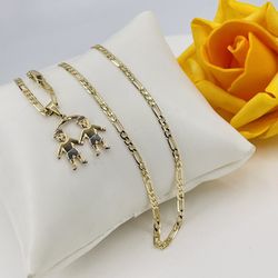 Niños 2 orò laminado italiano incluye cadena/Boys 2 includes Chain Italian gold plated