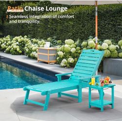 Aruba blue HDPS adjustable lounger with side table