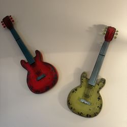 Decorative Guitars Red And Green 