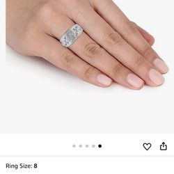 Sterling Silver 1/10 Carat Diamond Hearts Wedding Engagement Band Ring (I3 clarity, I-J color) Size 8
