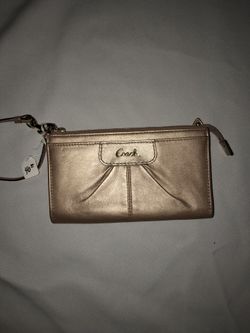 Gold coach wallet clutch