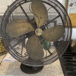 Antique Emerson Fan 4 Blade Brass Blade 16 Inch 3-speed Oscillating WORKS! 
