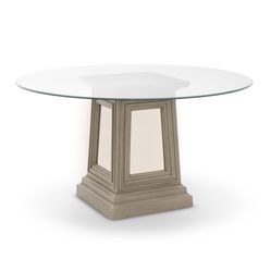 Fulton Dining Table antique mirror insets on all four sides, framed