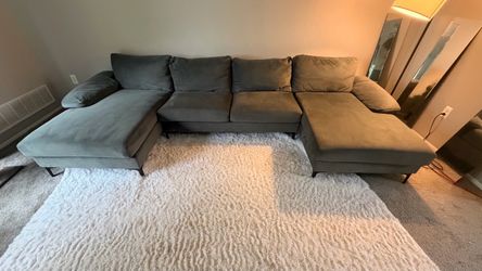 Gray Velvet Double Chaise Sectional Sofa