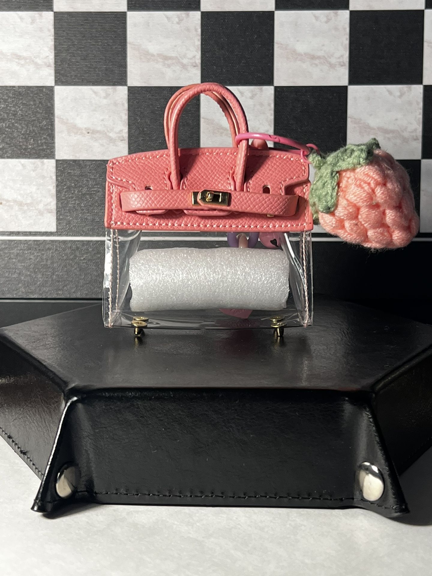 Mini Bag With Crotchet Strawberry Keychain