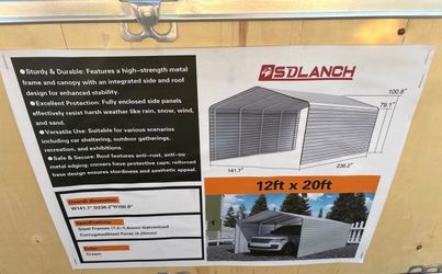 SDLANCH 12x20 ft Metal Carport Shelter