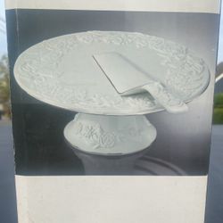 Platinum Rose Footed Cake Plate And Server