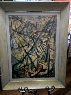 Framed Abstract Original Oil Painting on Canvas Contemporary Art Signed KUBACH?18"×24"