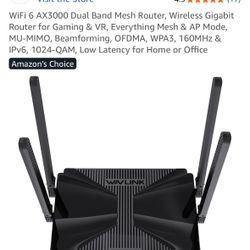 WiFi 6 AX3000 Dual Band Mesh Router, Wireless Gigabit Router for Gaming & VR, Everything Mesh & AP Mode, MU-MIMO, Beamforming, OFDMA, WPA3, 160MHz & I