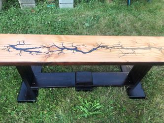 Handcrafted Wood and Epoxy Accent Bench