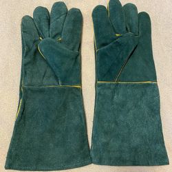 Leather Working Gloves Palm Safety Split Cowhide Welding, BBQ.
