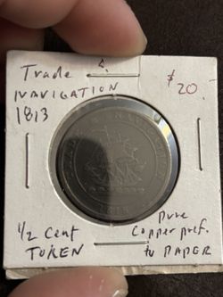 1813 Trade & Navigation 1/2 Penny Token Nova Scotia