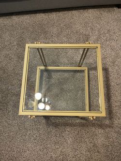 (2) Gold glass side tables
