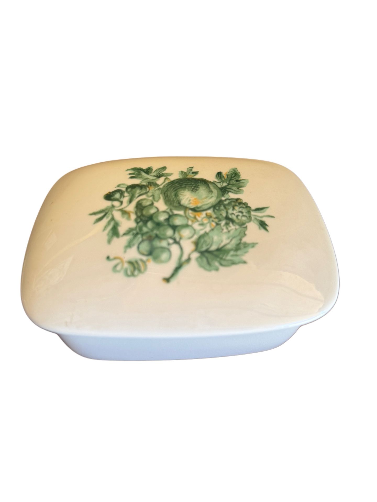 Haviland France Small Handpainted porcelain dish French lidded white green 5”