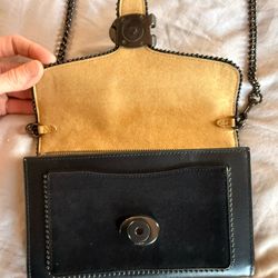 Coach Black Leather Crossbody Bag Chain Strap