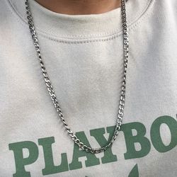 Mens Boys Womens Girls Rope Chain Silver Metal Steel Fashion Style Playboy Clothing Necklace Body Jewelry 