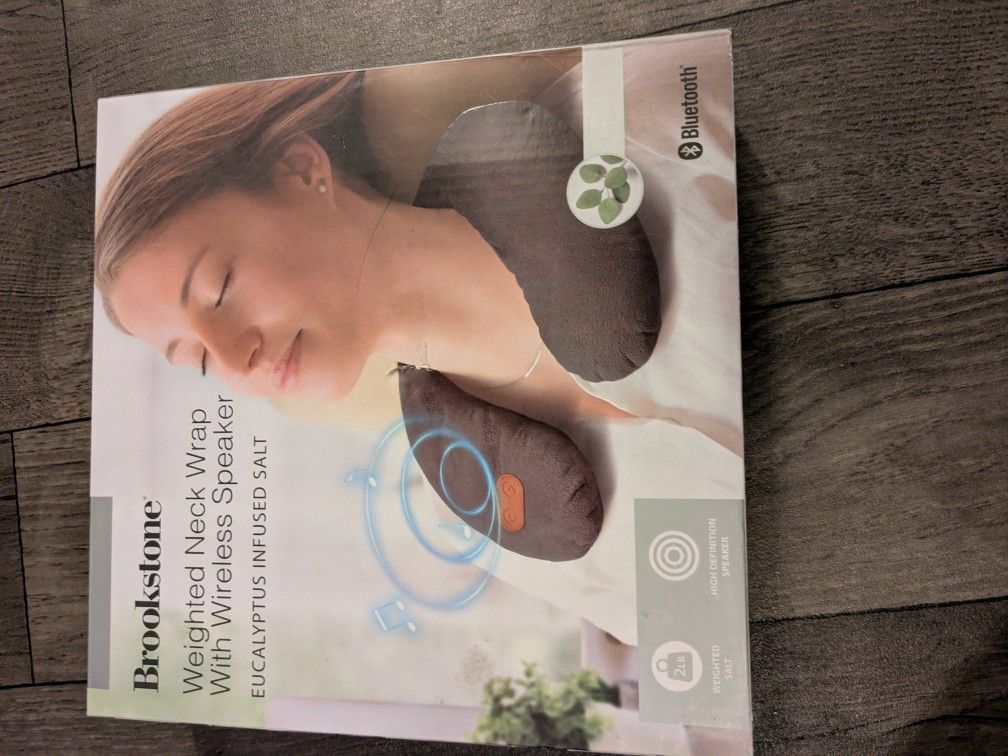 Brookstone weighted neck wrap with wireless speaker