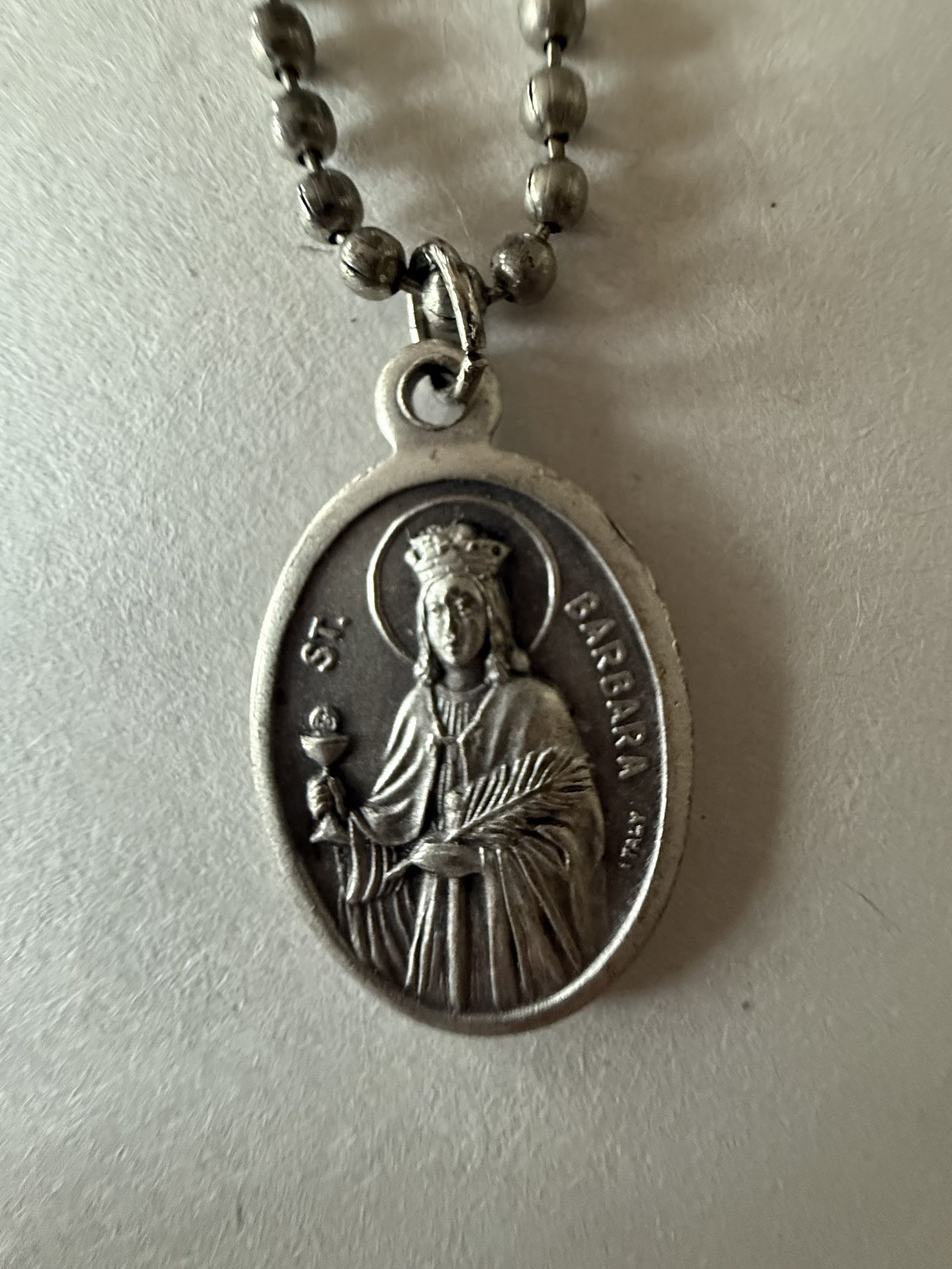 Ladies St Barbara Medal Italy Pendant and Necklace Chain