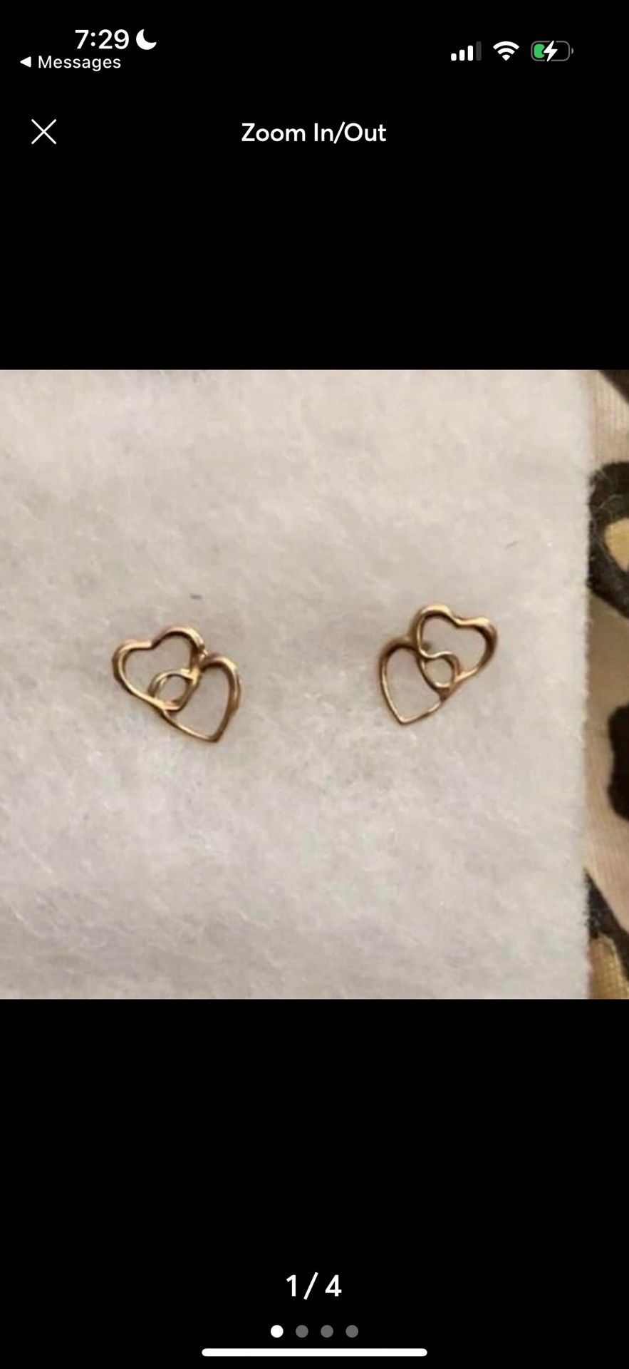 10k Yellow Gold Double Heart Earrings