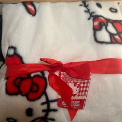 Hello kitty candy cane faux Fur Throw 