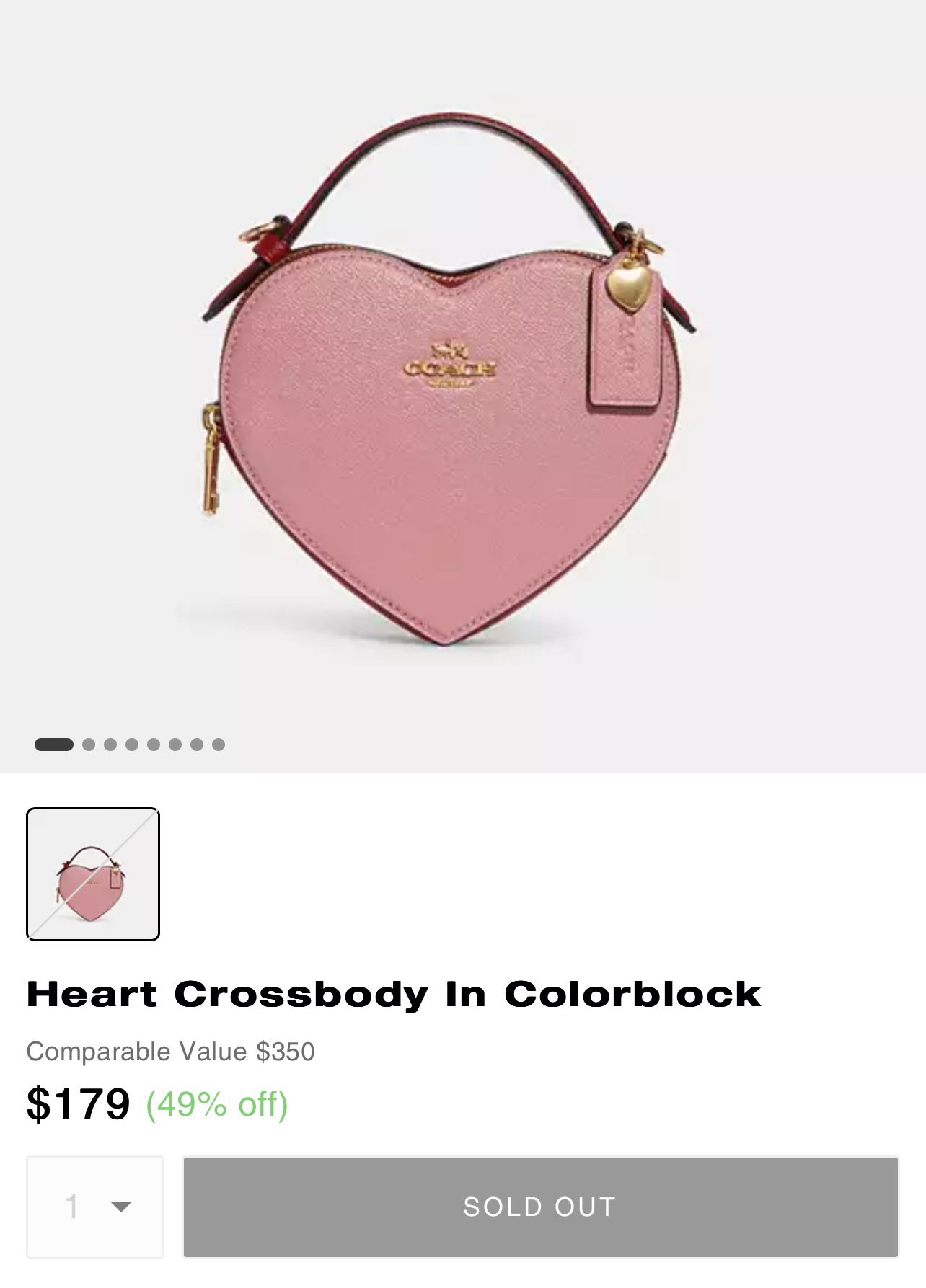 Limited Edition Red & Pink Heart Coach Crossbody Purse