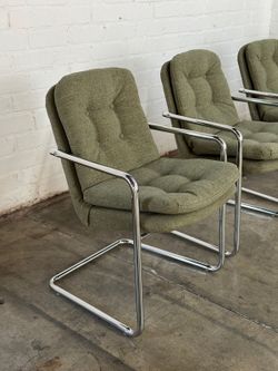 Set of 4- Vintage Chrome Cantilevered Dining Chairs