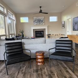 Modern Black Channel Tufted Accent Chair – Metal Frame (Mid-Century Style)