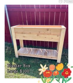 Large Raised Wood Planter Box with Shelf