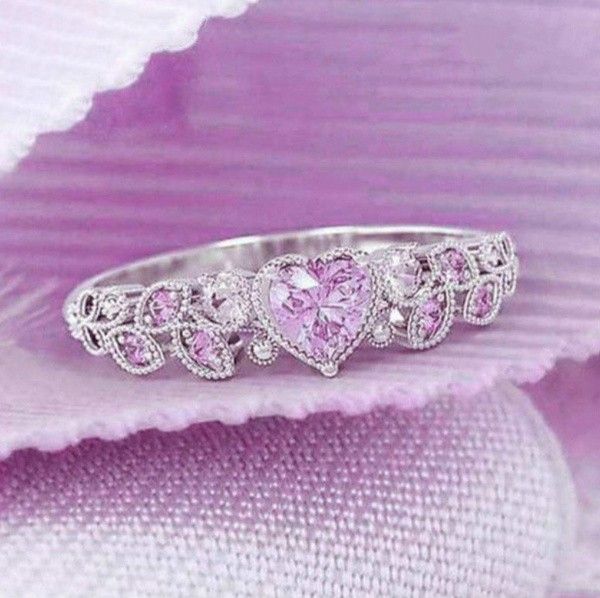 "Heart shape CZ Eternity 925 Silver Plated Fashion Ring for Women, L085