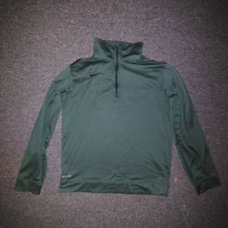 Nike Men Sweatshirt Large Black Dri Fit Logo Embroider 1/4 Zip Swoosh Mock Neck