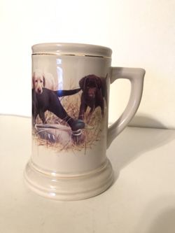 Vintage Duck Hunter’s Stein Mug Featuring Black,White&Brown Bird Dogs