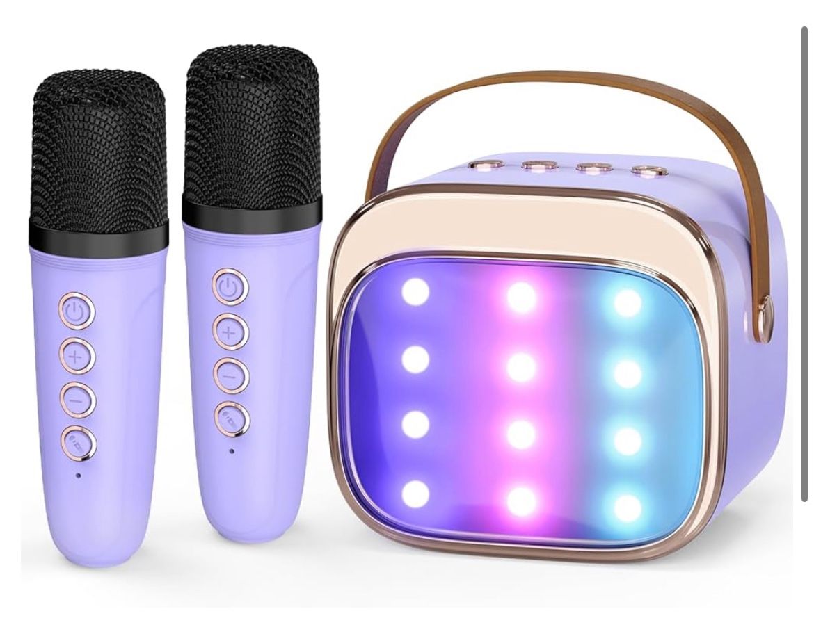 Brand: FLUESTON FLUESTON Mini Karaoke Machine for Kids Adults, Portable Bluetooth Speaker with 2 Wireless Microphones, Birthday Kids Gifts Toys for Gi