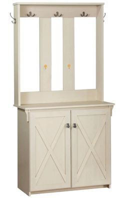 Saint Birch Hawksbury 2-Door Farmhouse Wood Hall Tree & Cabinet Antique  White