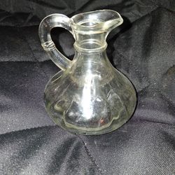 Vintage Clear Pressed Glass Vinegar Cruet - Decorative Bottle