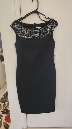 Black Calvin Klein Has Hand Beaded Neckline