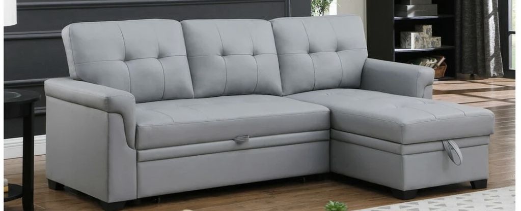 LEATHER sleeper sectional 🫶🏻🤍🖤