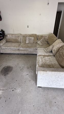 Beige L-shaped sofa
