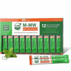 Travel Size Mouthwash Packets Alcohol Free Mild Mint 20 Pack Oral Rinse