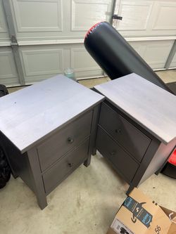 Pair of Gray 2-Drawer Nightstands