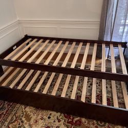 AFI Concord Twin XL Size Platform Bed with Footboard & Twin XL Trundle in Walnut